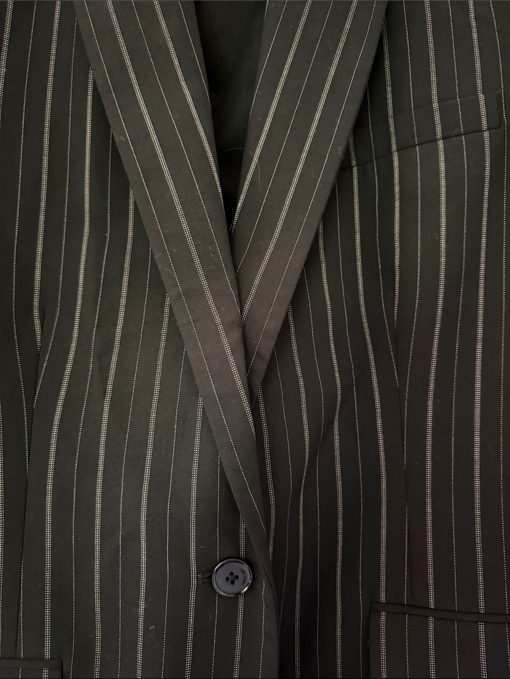 Lauren Ralph Lauren Black Pinstripe Single-Button Suit Blazer - Picture 3 of 3